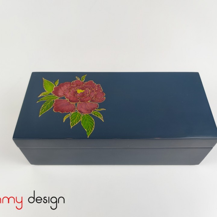 Rectangular lacquer box engraved with confederate rose 10*22*H8cm